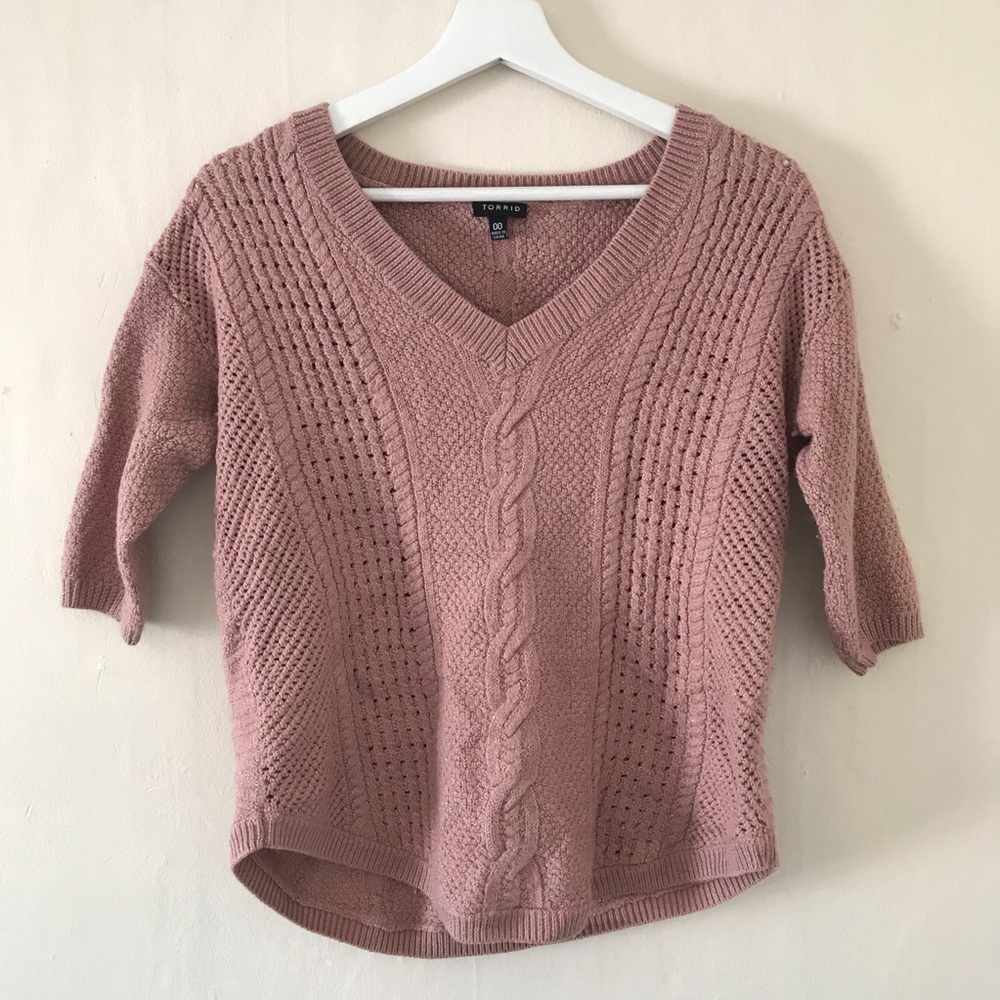 Torrid Pink Purple Sparkle Knit Sweater Top 00
